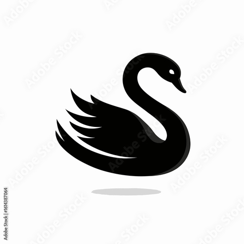 Stylized black swan icon. Minimalist vector graphic of a graceful water bird, a symbol of elegance, beauty, and rarity.