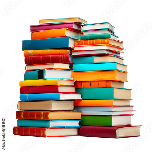 Wallpaper Mural Colorful stacked books against a black background, representing knowledge acquisition Torontodigital.ca