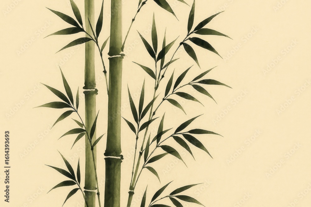 Naklejka premium Elegant bamboo watercolor illustration.