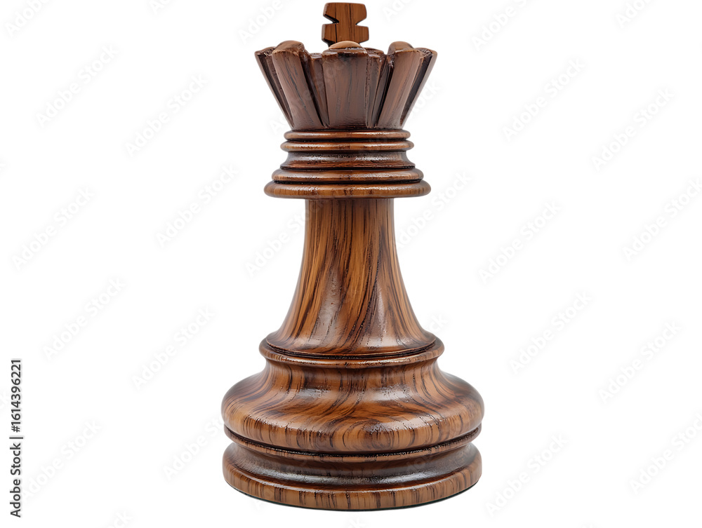 Fototapeta premium Antique wooden chess king piece isolated on transparent background