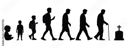 Man's Life Stages Silhouette: From Infancy to Old Age and Beyond