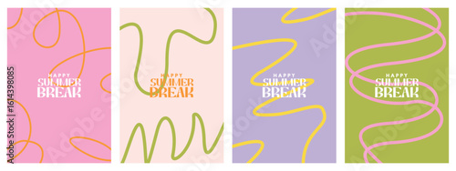 Modern abstract art design bright and attractive summer card set with wavy shapes and lines. 
Templates for celebration, advertising, branding, banners, covers, labels, posters, sales