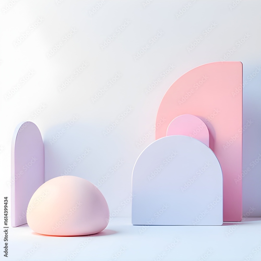 Fototapeta premium Soft Abstract Geometric Composition in Pastel Tones