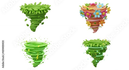 Colorful cartoon swirling vortexes