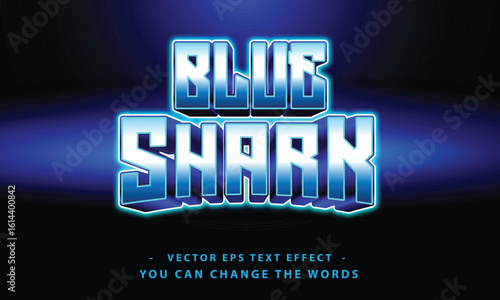 blue shark text effect illustration