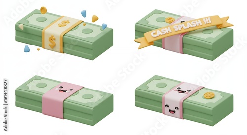 Cute cartoon stacks of money