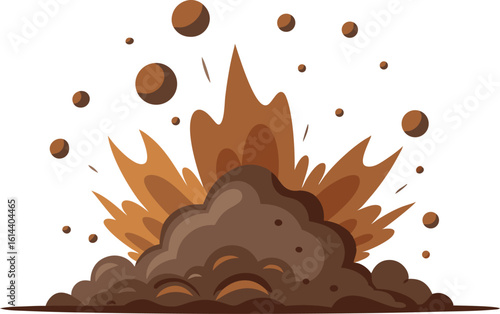 Explosive earth eruption with debris and dust