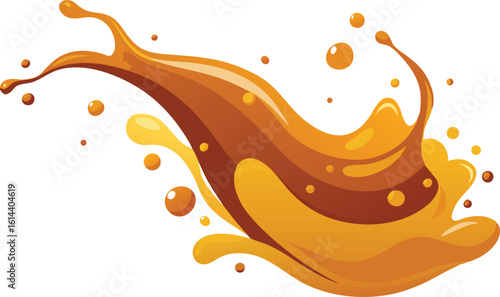 Dynamic caramel splash and droplets vector