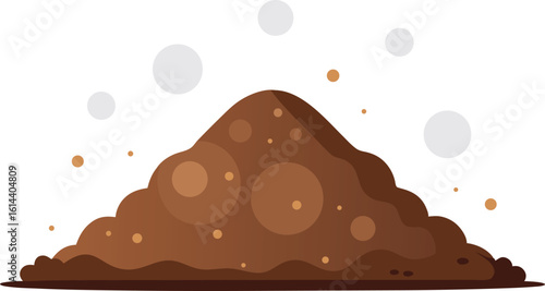 Mound of earth with particles and bubbles