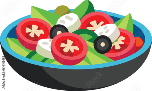 Fresh greek salad bowl with tomatoes and feta