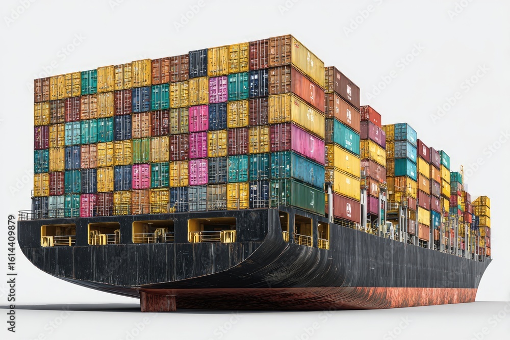 Obraz premium Cargo Ship Transporting Colorful Containers