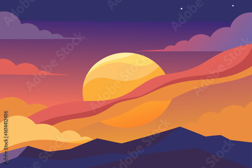 sunset in mountains