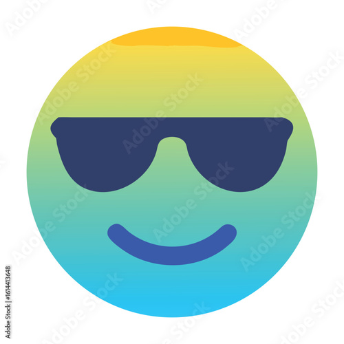 Cool Gradient Smiley Face Emoji Wearing Sunglasses: Happy, Summer Vibe Icon