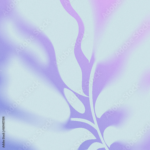Floral Plant Blue Purple Grainy Gradient Background 