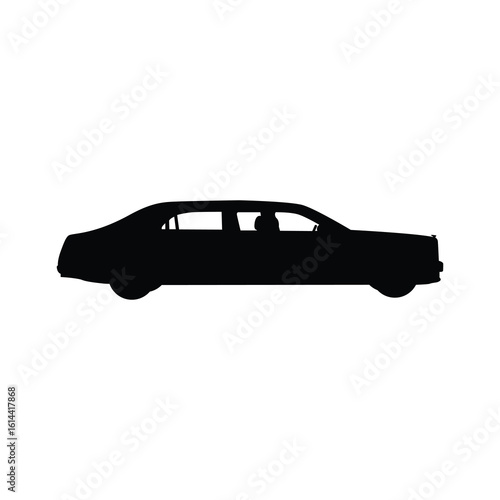 Limousine Car Silhouette Side View Vector