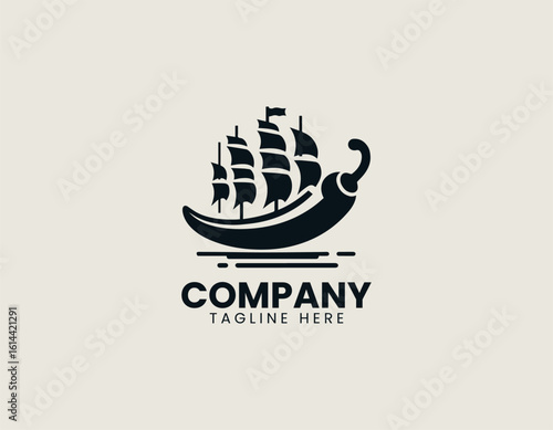 Whimsical red chili pepper shaped like a sailing ship with green sails. Culinary adventure concept