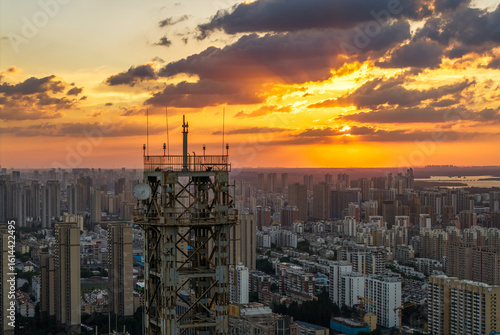 sunset over the city