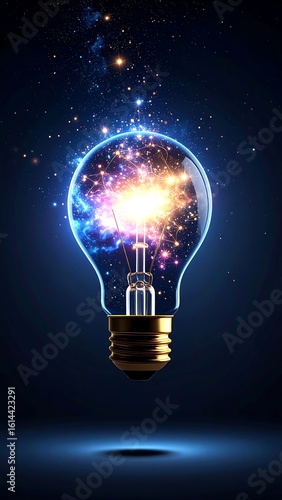 Glowing light bulb, cosmic energy