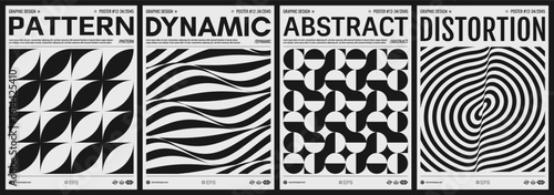Cover design template. Opt art. Abstract striped background. Ripple effect. Wavy pattern. Black and white. Vector illustration for brochure, poster, card, poster or flyer.