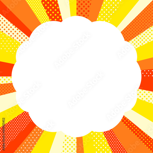 ランダムなドットと集中線のフレーム・背景素材（オレンジ系）（正方形）
