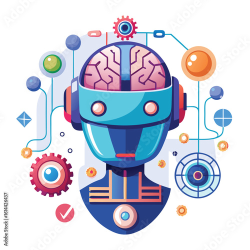 3d robot head with integrated neural network circuits