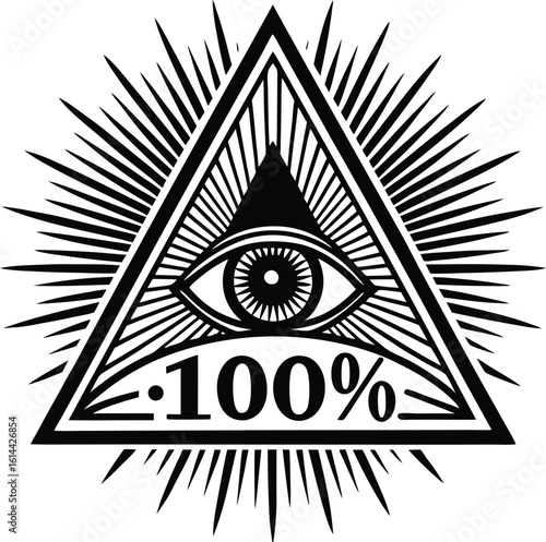 Transparent esoteric eye vector, Illuminati symbolic triangle with eye