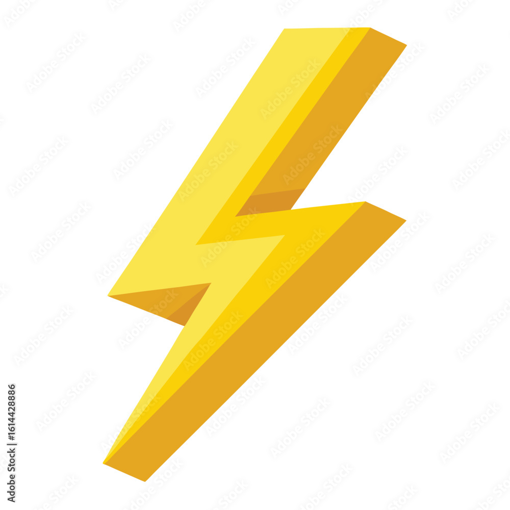 Stylized Yellow Lightning Bolt Illustration Isolated on White Power Energy Concept Stylized Yellow Lightning Bolt Illustration Isolated on White Power Energy Concept