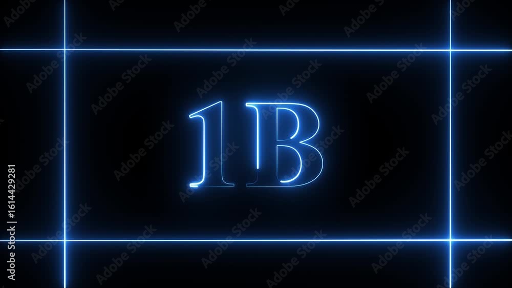 1B celebration neon text animation 4k video. Followers, like, subscribe ...