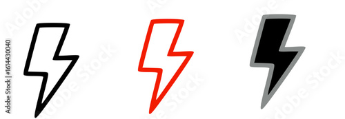 Free Download Three stylized lightning bolt icons in black, red, and gray. - GFXLoad