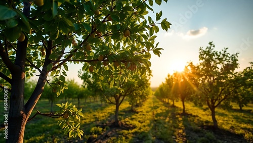 Stunning Landscape of a Hazelnut Tree Plantation