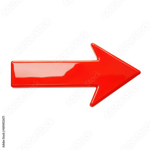 Shiny red arrow pointing right isolated on transparent background