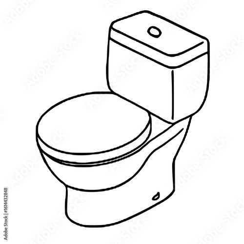 Doodle-style vector icon of a toilet in black and white for hygiene and bathroom decor