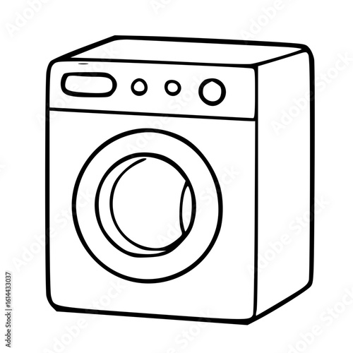 Outline vector of household washing machine for clothes laundry cleaning