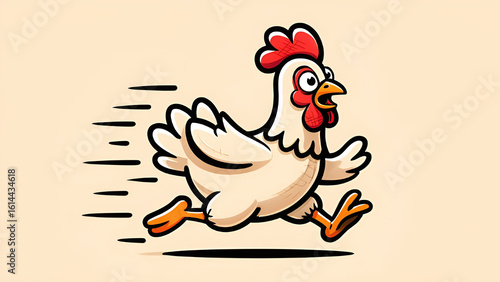 Cartoon chicken running fast isolated on white background isolated on transparent background