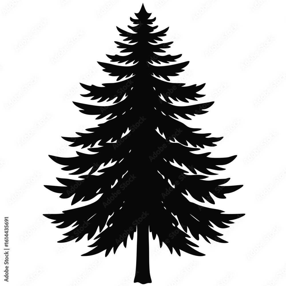Fototapeta premium Stylized pine tree illustration with vibrant color options