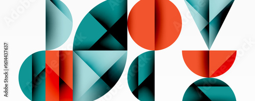 Free Download Abstract geometric shapes, teal, orange, white. Minimalist composition, modern design, clean lines, balanced forms. Simple yet striking visual. - GFXLoad