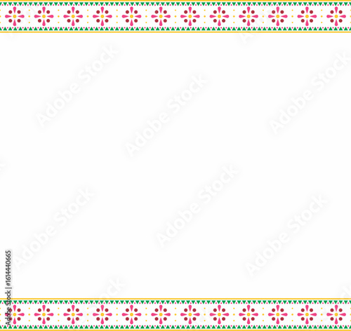 Vibrant and Intricate Colorful Floral and Geometric Decorative Border Pattern for Celebrations