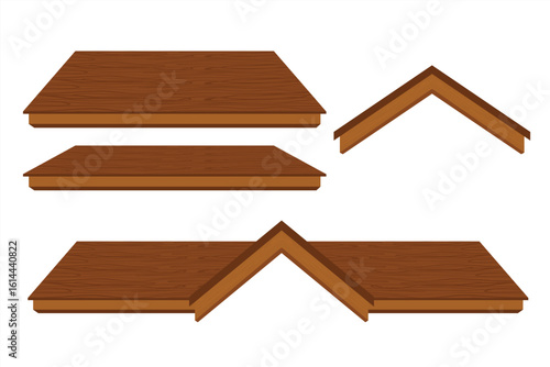 Wooden Roof Structure Set Vector Illustration