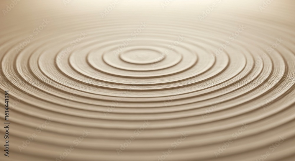 Naklejka premium Concentric circles ripple outward, creating a calming, textured surface with subtle depth and light variation