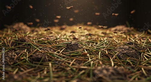 Bees on pine needles