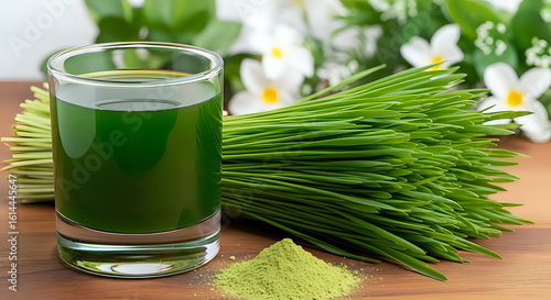 Boost your wellness with vibrant green wheatgrass juice, a natural elixir for energy and vitality, perfect for health enthusiasts and wellness brands seeking fresh, organic content