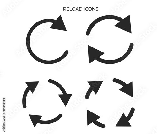 Icons featuring curved arrows in a cycle; symbolizing refresh, update, or loop.