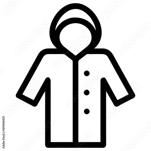 Raincoat icon with transparent background in black and white style

