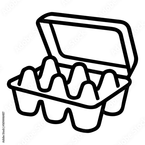 Empty egg carton paper icon with transparent background in black and white style
