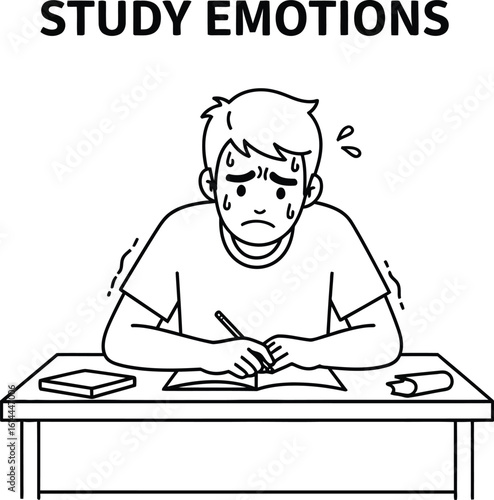 Worried Student Studying Hard for Exams, Depicting Stress and Anxiety in Education, Showing the Pressure and Emotional Challenges Faced by Students in Academics