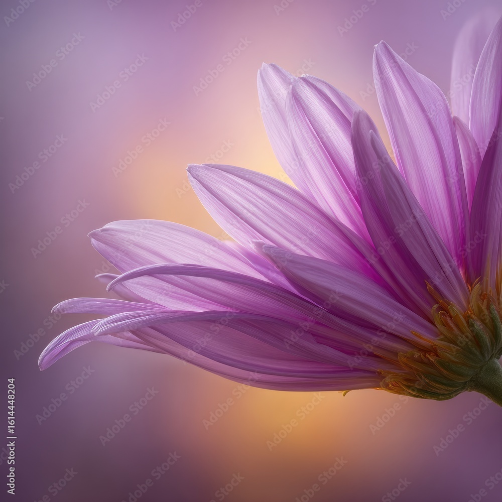 Fototapeta premium Soft, vibrant pink flower, delicate petals, sunrise hues