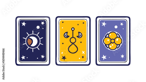 Tarot card reading illustration with sun moon and flower esoteric astrology for spiritual guidance design