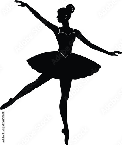 Ballerina dancer solo stage stance vector silhouette  
