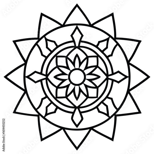Intricate sacred mandala design with geometric patterns and spiritual symbolism