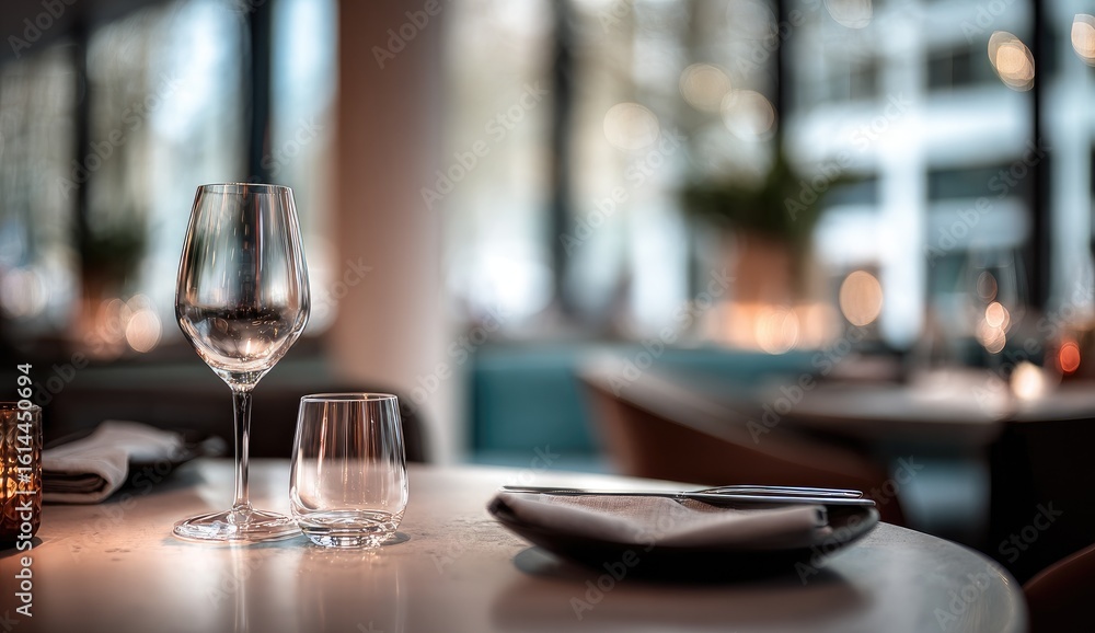 Empty restaurant table setting. Soft focus Empty restaurant table setting. Soft focus